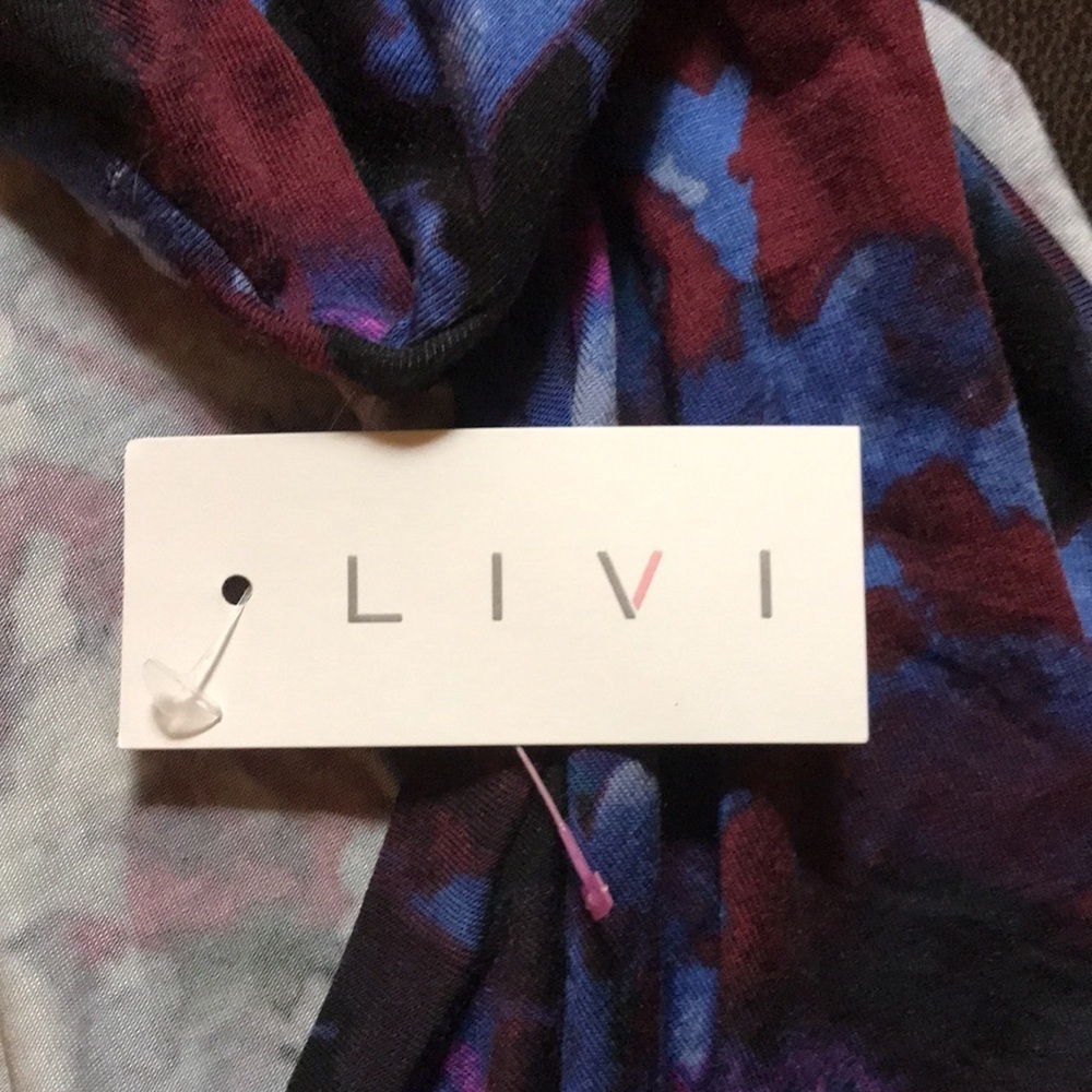 Livi Multicolor High Neck V Back Sleeveless  Soft Tunic Women's Size 34/36 - Picture 7 of 8